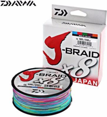 Tresse J-Braid x 8 - Multicolore - 500m - 0.42 mm - 46.5 kg - Daiwa